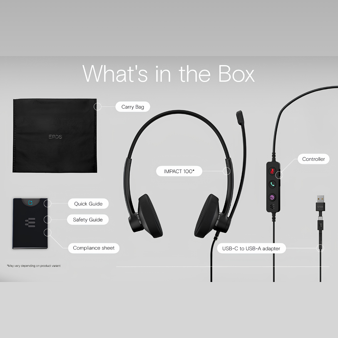 EPOS IMPACT 100 | Entry-Level USB-C Corded Headset for Microsoft Teams & UC — Mono & Stereo
