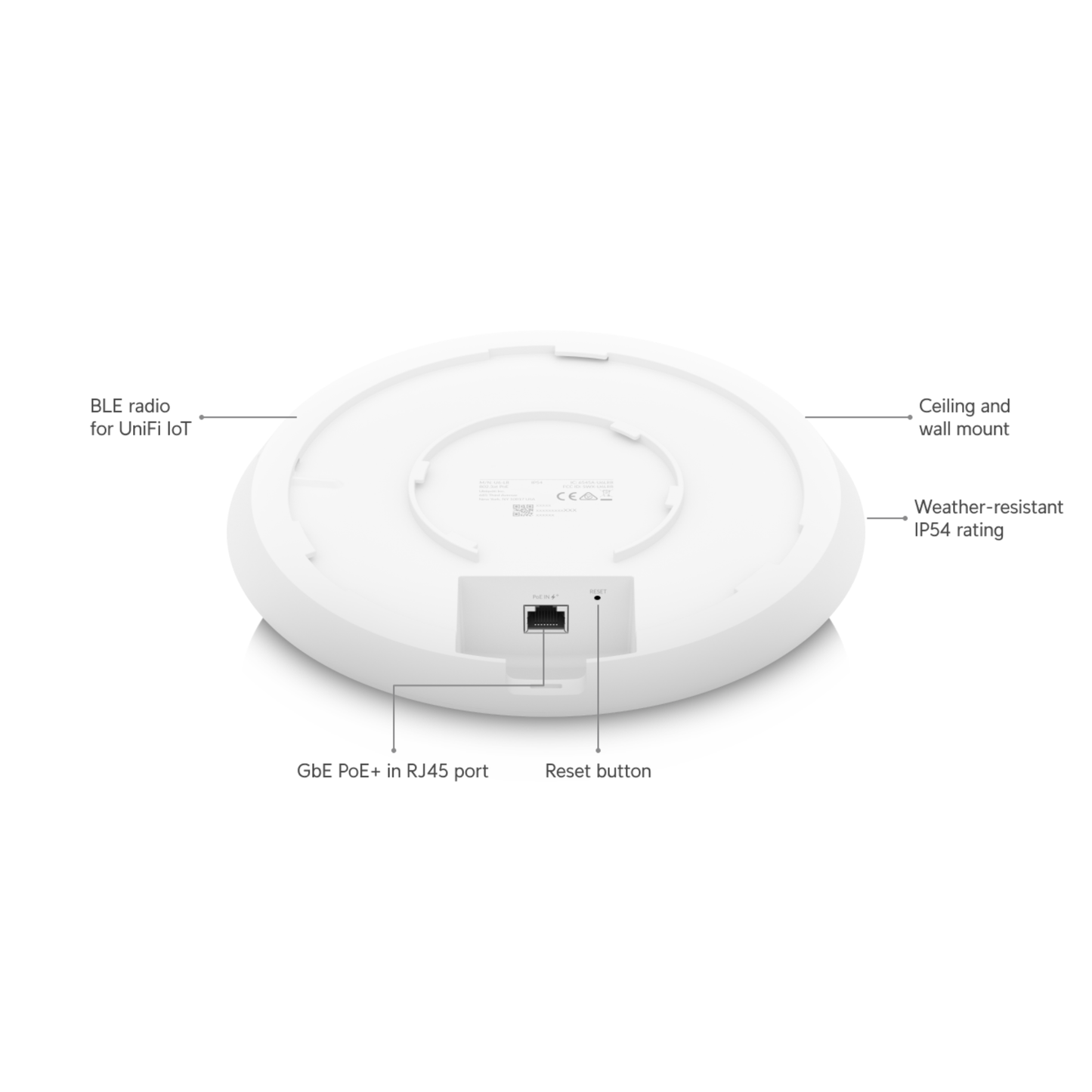 Ubiquiti UniFi U6 Long-Range | Ceiling-Mount Wi-Fi 6 Access Point (8-Stream Dual-Band, 1x GbE, Extended Range, IP54)