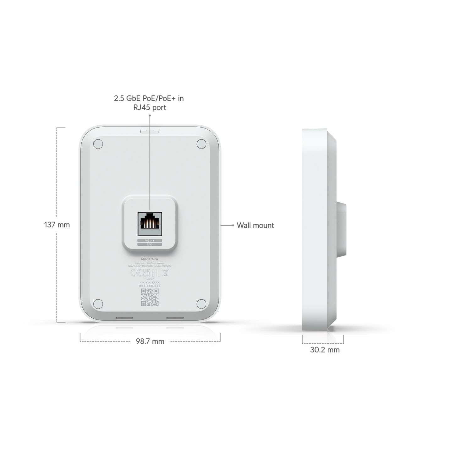 Ubiquiti UniFi U7 In-Wall | Wall-Mount Wi-Fi 7 Access Point (4-Stream Dual-Band, 3x2.5 GbE, Built-In PoE Switch)