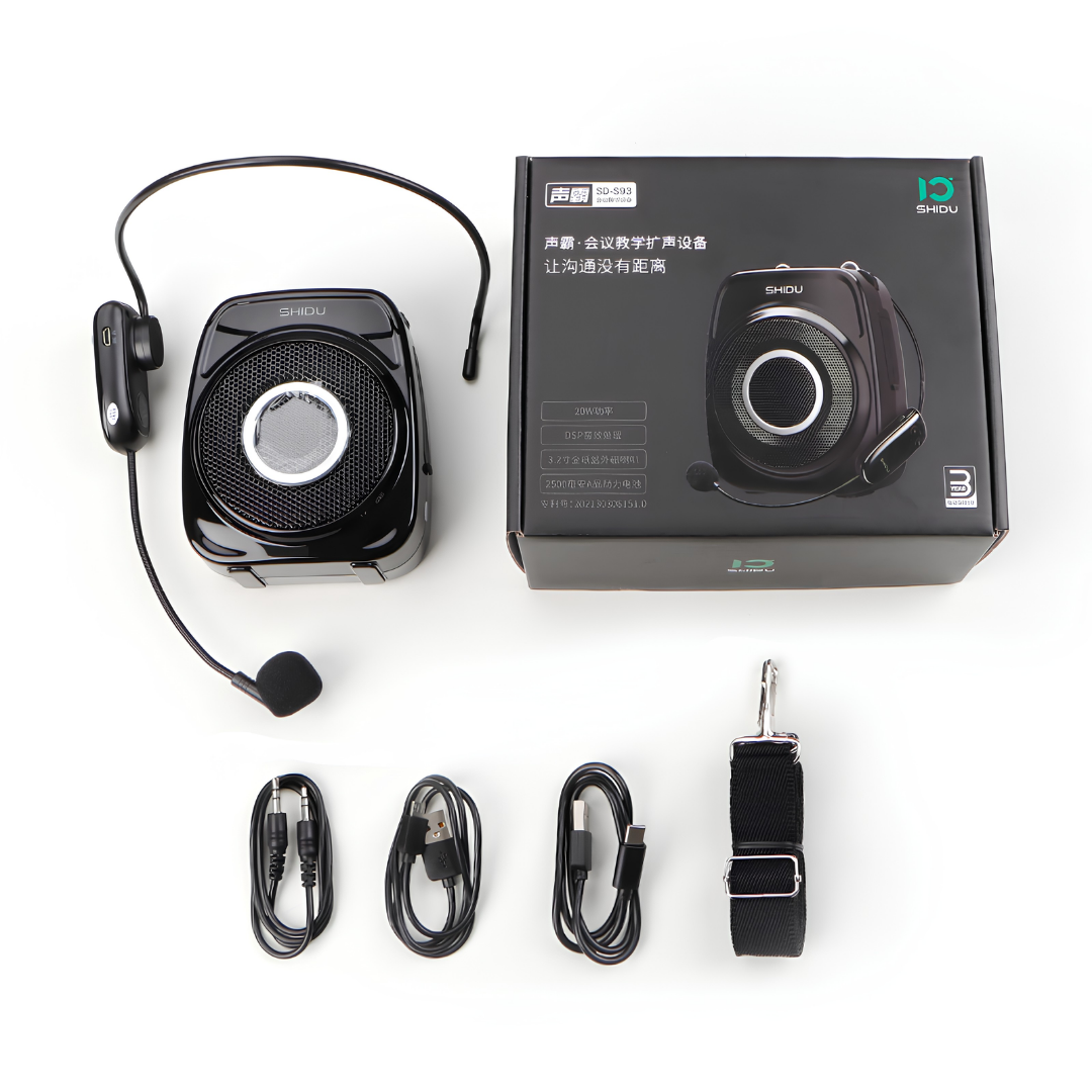 SHIDU S93 UHF | Wireless Voice Amplifier Portable Speaker with High-Quality Sound (20W, Bluetooth 5.0, 2500mAh)