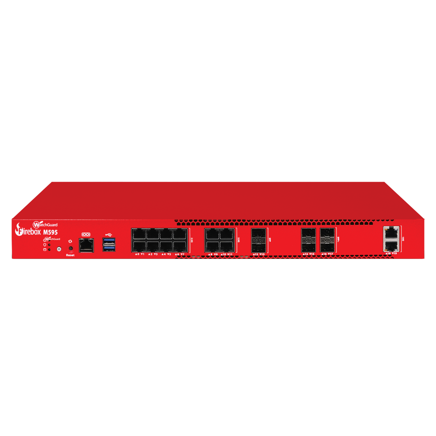 WatchGuard Firebox M595 | Enterprise Network Firewall (12x2.5 GbE + 2x10 GbE RJ45 + 2x1 GbE SFP + 4x10 GbE SFP+, 7.2 Gbps UTM)