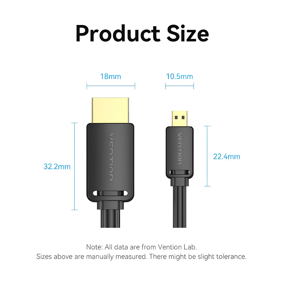 Vention Micro HDMI (Type-D) to HDMI 4K Adapter Cable (AGIB Series)