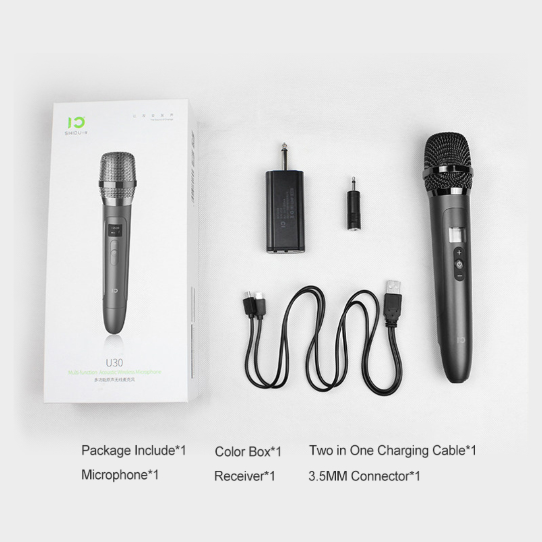 SHIDU U30 UHF Wireless Microphone with Receiver (Aviation Aluminum Case, 900mAh)