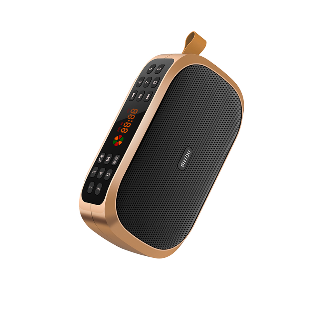 SHIDU S168 Mini Digital Speaker Audio FM Radio with Micro SD/TF/USB Music Box (Peak 6W, Bluetooth 5.0, 1800mAh)