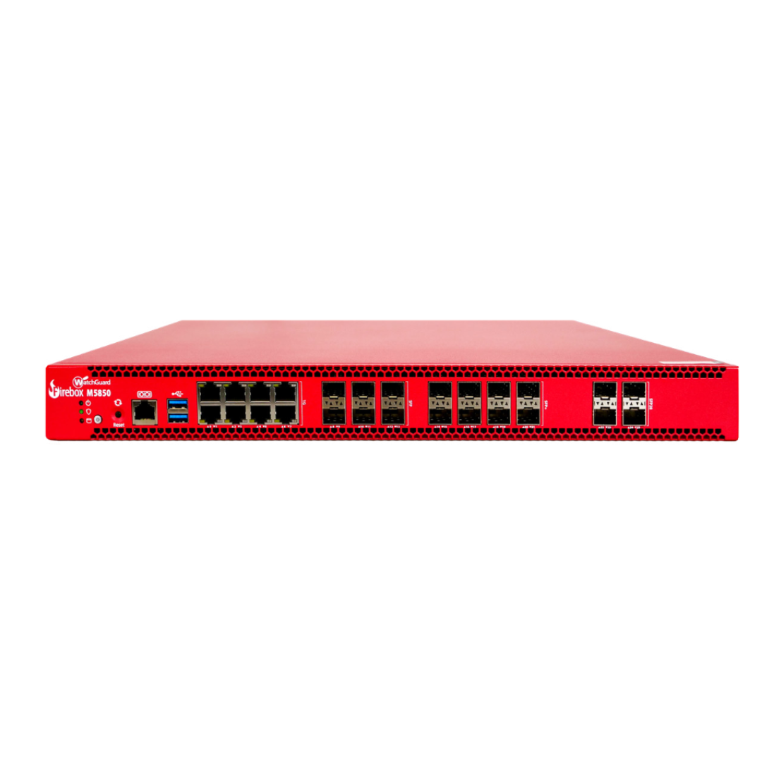 WatchGuard Firebox M5850 | High-Performance Enterprise Network Firewall (8x1 GbE + 6x1 GbE SFP + 8x10 GbE SFP+ + 4x25 GbE SFP28, 22 Gbps Firewall IMIX, Unrestricted VPN Tunnels)