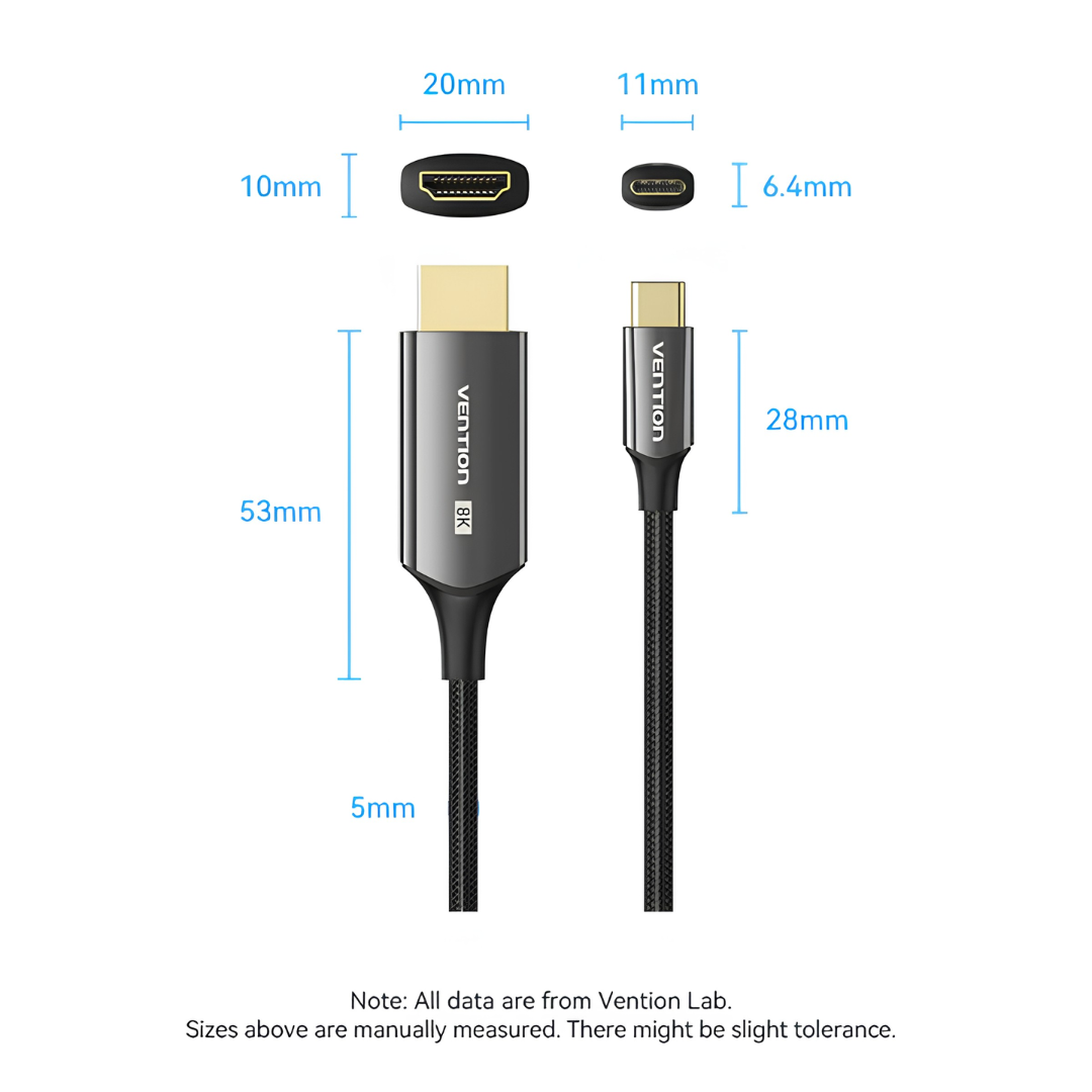 Vention Ultra-HD 8K USB-C to HDMI 2.1 Cable (CRCB Series)