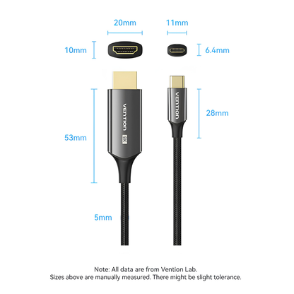 Vention Ultra-HD 8K USB-C to HDMI 2.1 Cable (CRCB Series)