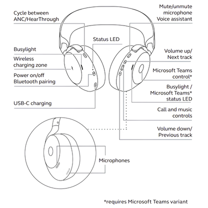Jabra Evolve3 75 | Professional Wireless ANC Headset for Unified Communications & Microsoft Teams