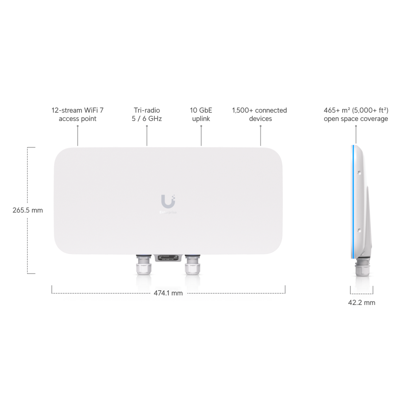 Ubiquiti UniFi E7 Audience | Enterprise High-Density Wi-Fi 7 Access Point (12-Stream, PRISM™ RF Filtering, 1x10 GbE + 1x1 GbE)