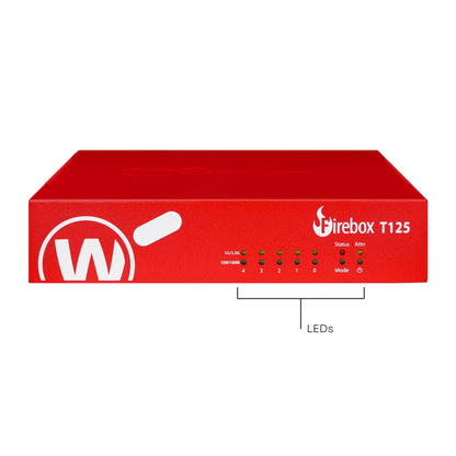 WatchGuard Firebox T125 | Remote Site Tabletop Firewall (1x2.5 GbE + 4x1 GbE, 510 Mbps UTM, 30 VPN Tunnels)