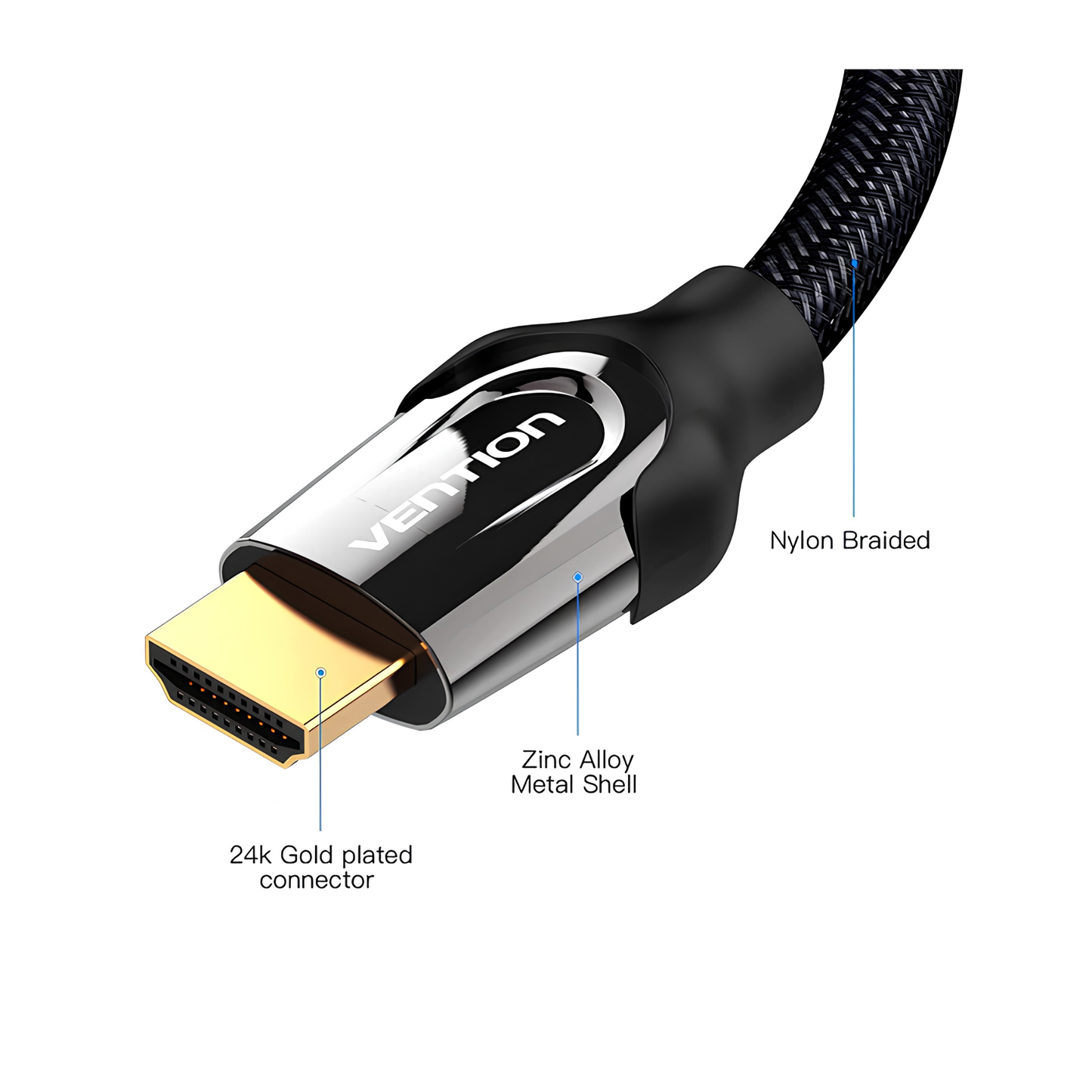 Vention Heavy-Duty Nylon Braided 4K Multi-Resolution HDMI Cable (VAA-B05 Series)