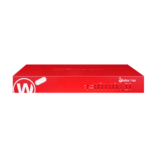 WatchGuard Firebox T185 | High-Performance Tabletop Firewall (4x1 GbE + 4x2.5 GbE + 1x SFP/SFP+, 1.83 Gbps UTM, 100 VPN Tunnels)