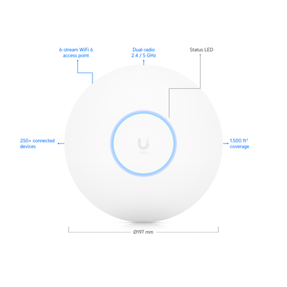 Ubiquiti UniFi U6 Pro | Ceiling-Mount Wi-Fi 6 Access Point (6-Stream Dual-Band, 1x GbE, IP54)