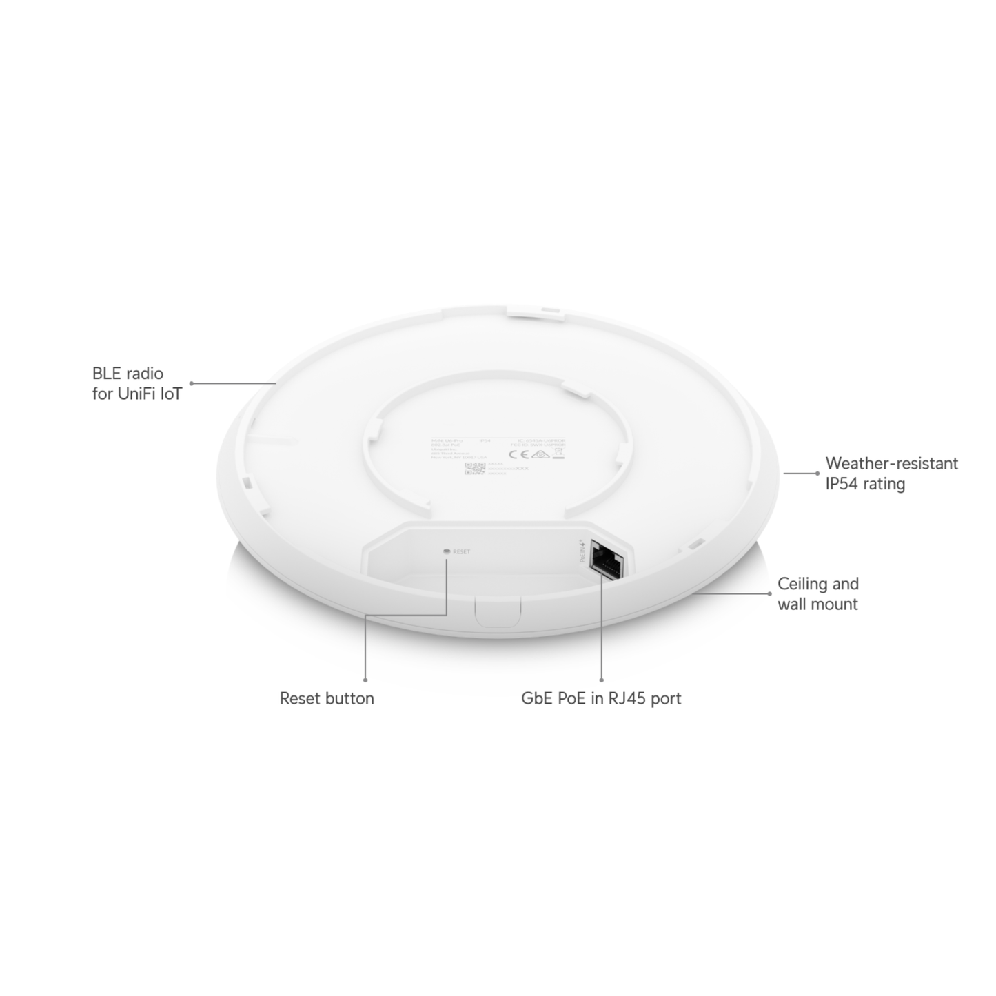 Ubiquiti UniFi U6 Pro | Ceiling-Mount Wi-Fi 6 Access Point (6-Stream Dual-Band, 1x GbE, IP54)