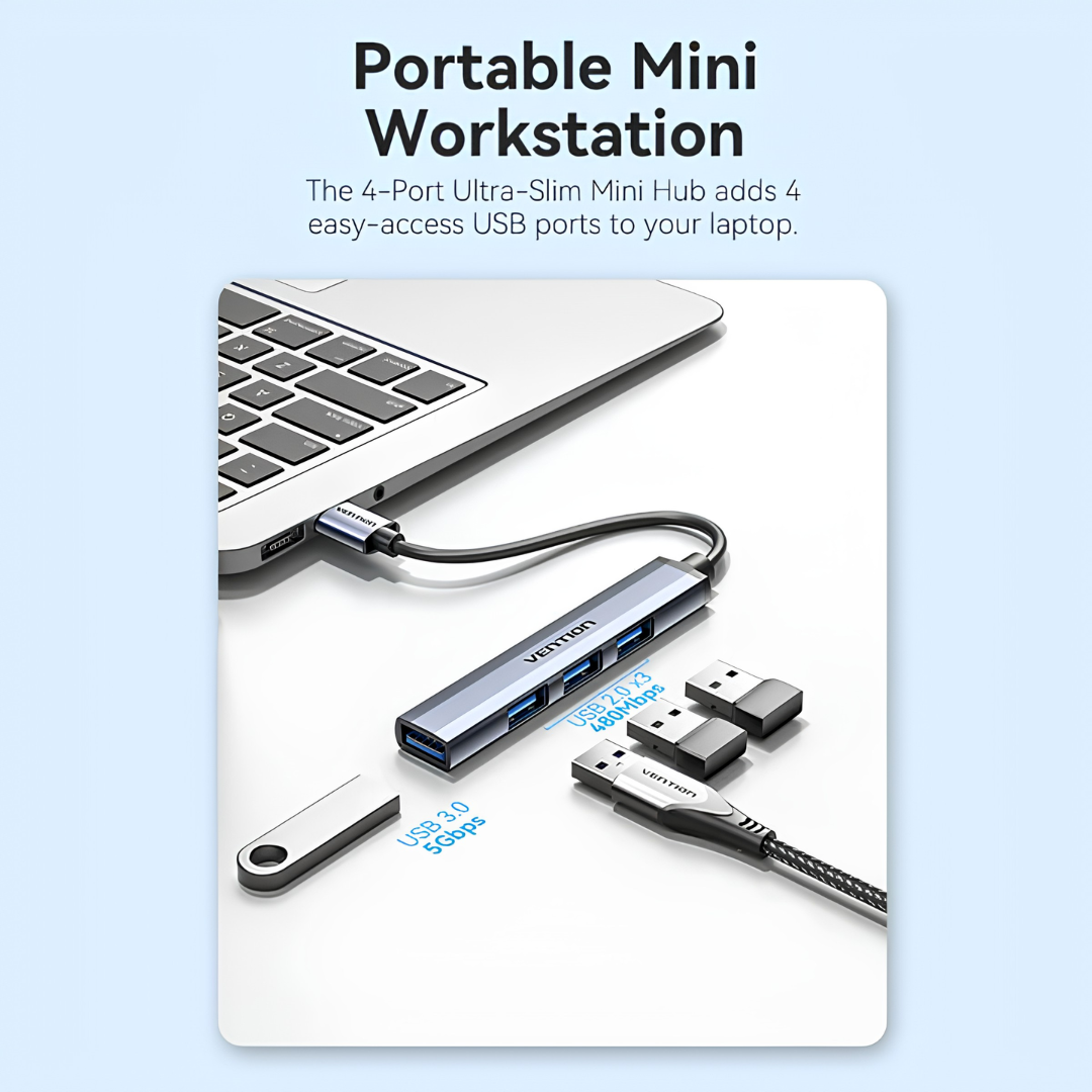 Vention USB-A to USB-A 4-in-1 Hub USB 3.0+USB 2.0 (CKOH Series)