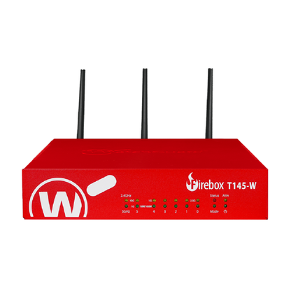 WatchGuard Firebox T145/T145-W | Branch Office Tabletop Firewall (1x2.5 GbE + 4x1 GbE + 1x SFP/SFP+, 710 Mbps UTM, 50 VPN Tunnels)