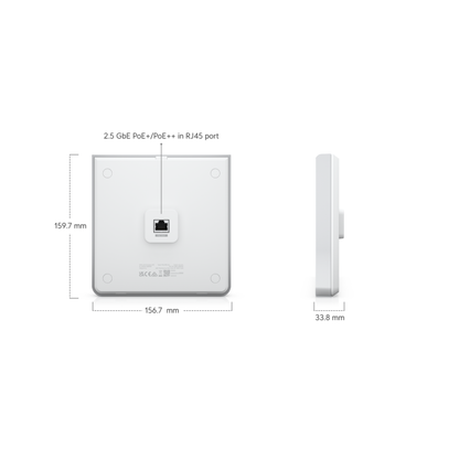Ubiquiti UniFi U6 Enterprise In-Wall | Wall-Mount Wi-Fi 6E Access Point (10-Stream Tri-Band, 1x2.5 GbE Uplink + 4x GbE Ports, PoE+)