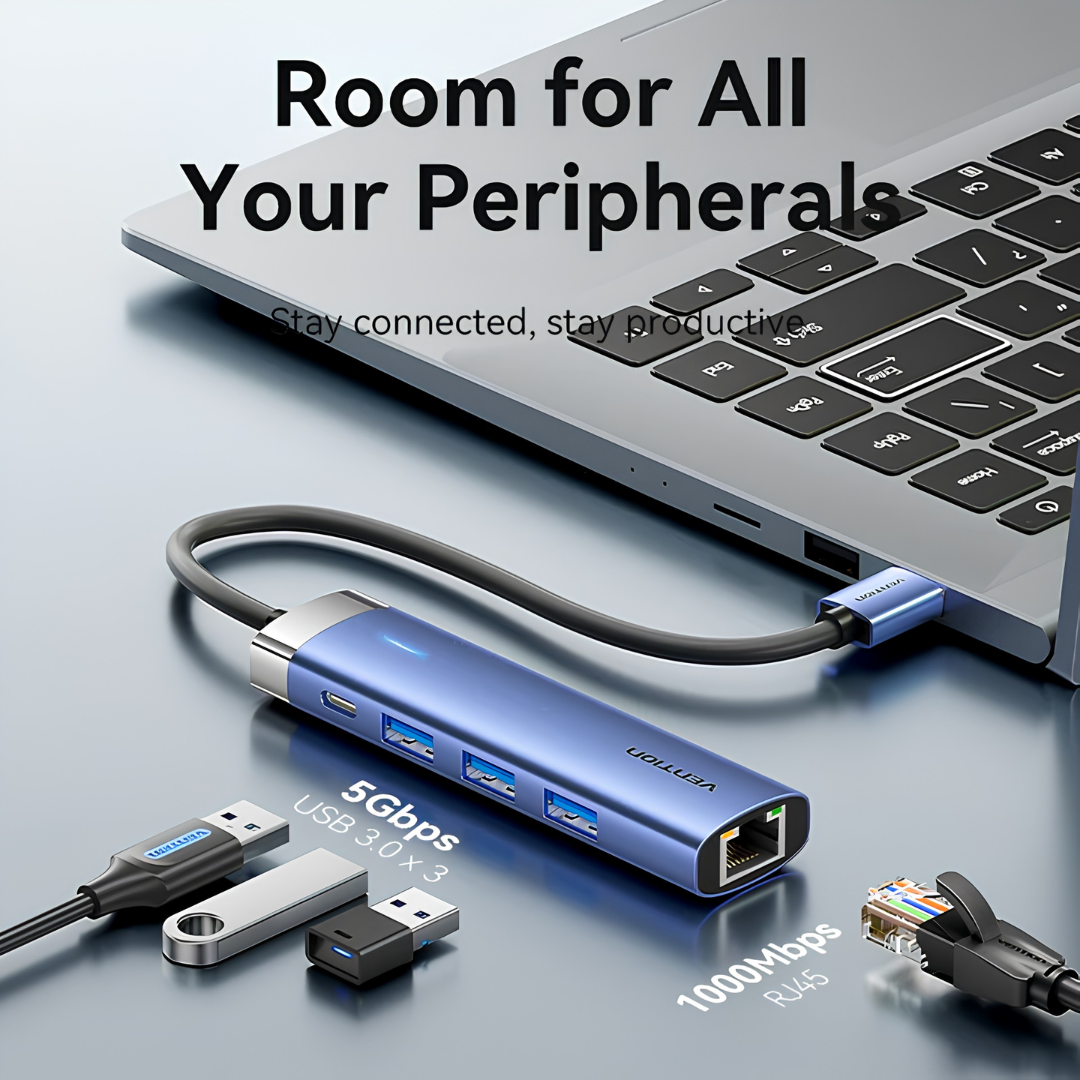 Vention USB-A to USB-A/RJ45 Hub with Ethernet (TGFSB)