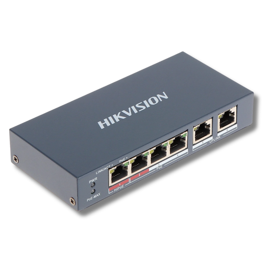 Hikvision DS-3E0106HP-E | 6-Port Hi-PoE Unmanaged Switch (60W Hi-PoE, 300m Long-Range Transmission)