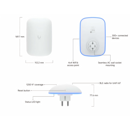 Ubiquiti UniFi U6 Extender | Wall Plug-In Wi-Fi 6 Extender (6-Stream Dual-Band, AC-Powered, No PoE Required)
