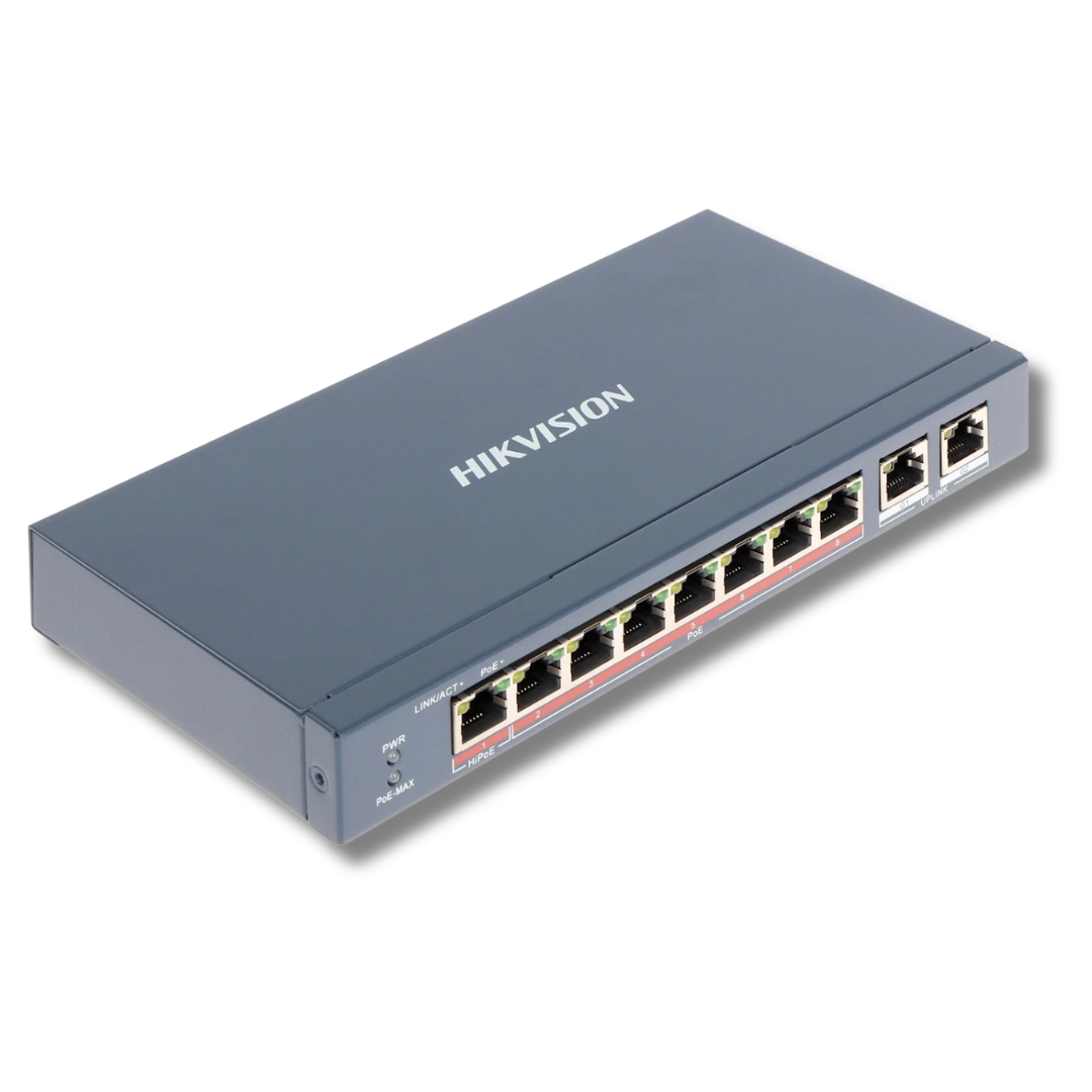 Hikvision DS-3E0310HP-E | 10-Port Hi-PoE Unmanaged Switch (110W Total Budget, 300m Long-Range)
