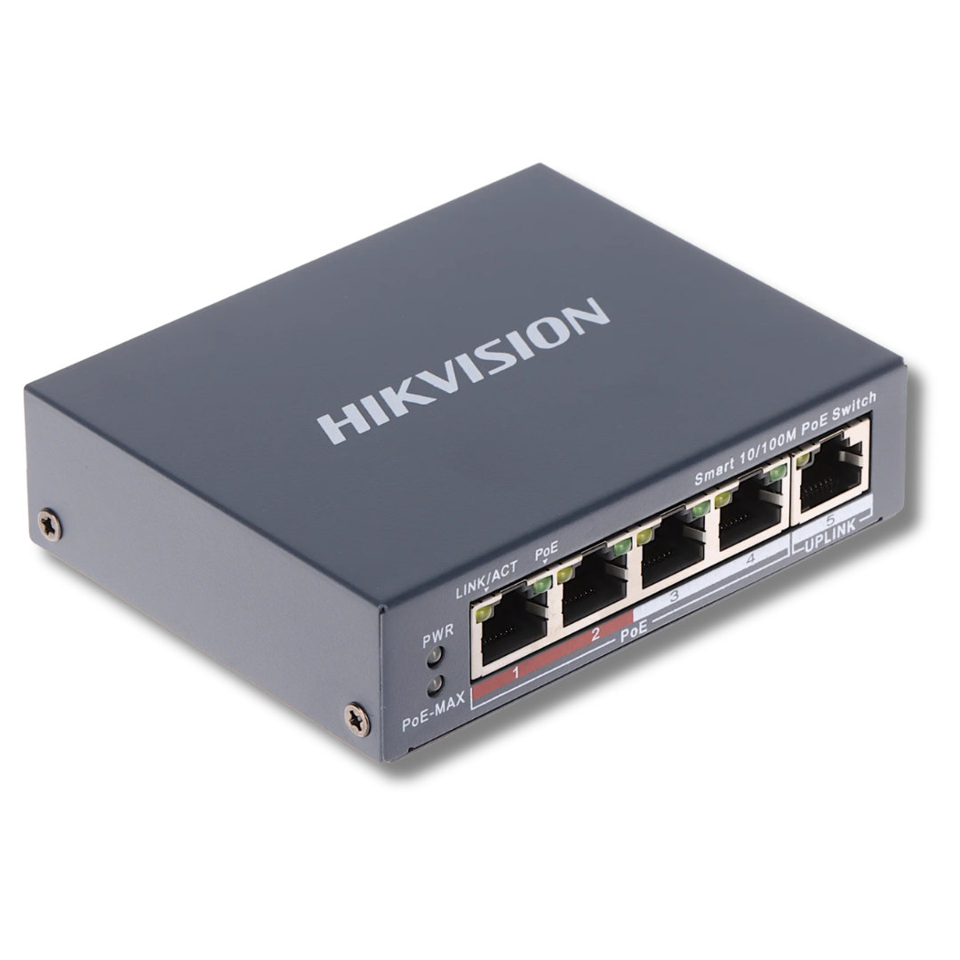 Hikvision DS-3E1105P-EI/M | 5-Port Smart Lite Cloud Managed PoE Switch (35W PoE Budget, 300m Long-Range)