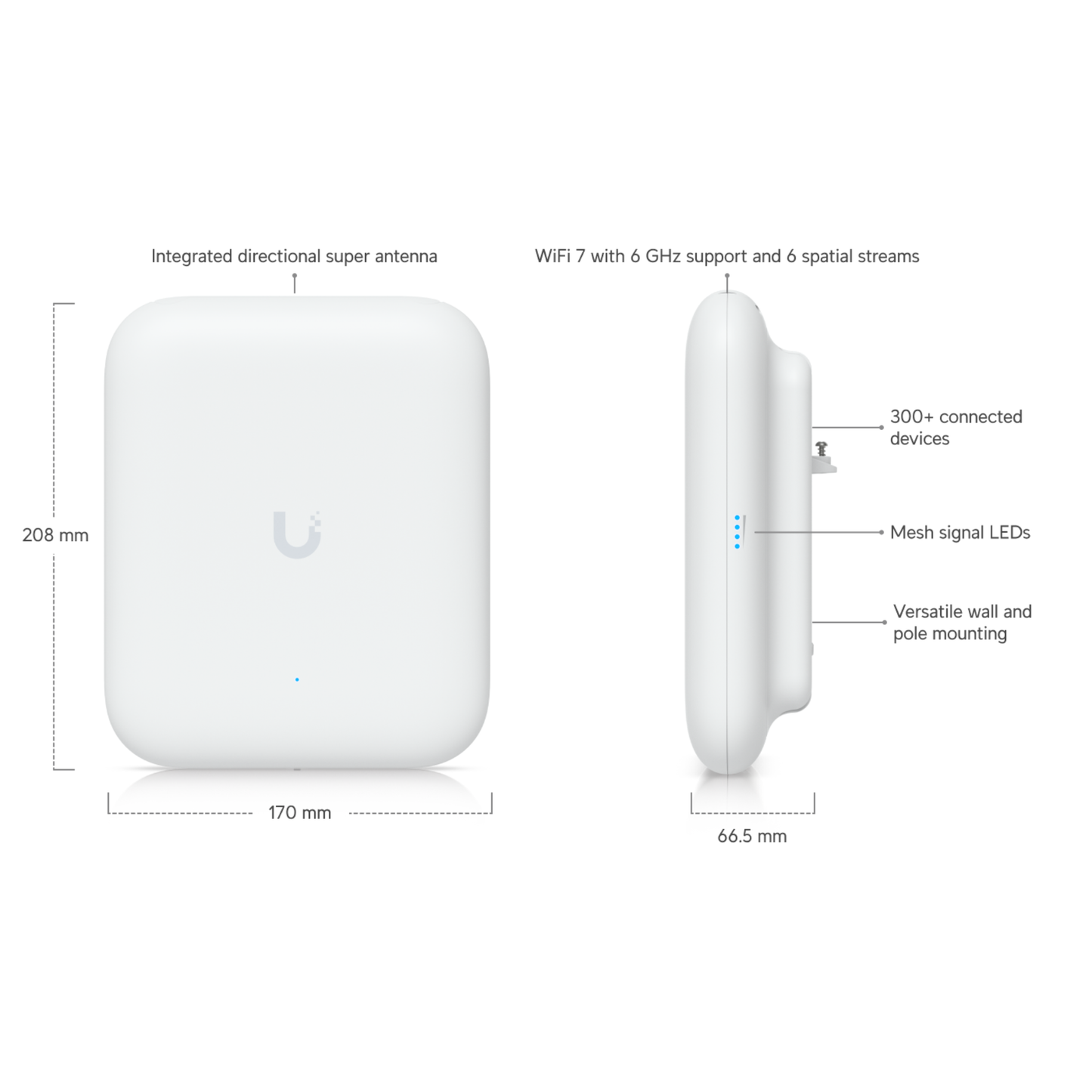 Ubiquiti UniFi U7 Pro Outdoor | Outdoor Wi-Fi 7 Access Point (6-Stream Tri-Band, 1x2.5 GbE, IP67, AFC 6 GHz)