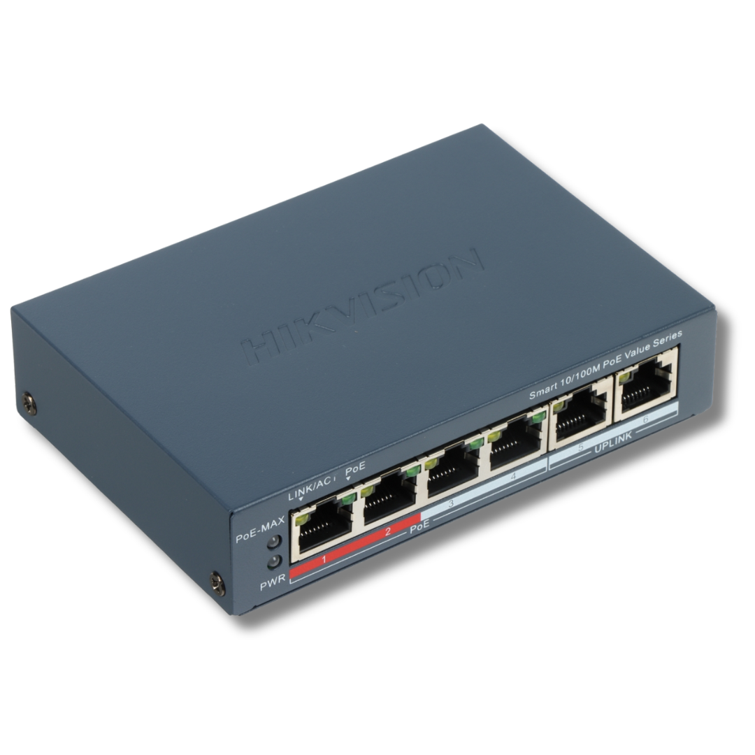 Hikvision DS-3E1106P-EI | DS-3E1106P-EI/M | 6-Port Smart Cloud PoE Switch (45W or 60W PoE Budget)