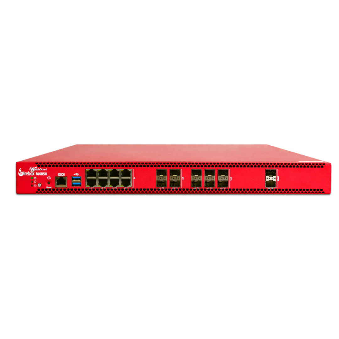 WatchGuard Firebox M4850 | High-Performance Enterprise Network Firewall (8x1 GbE + 4x1 GbE SFP + 6x10 GbE SFP+ + 2x25 GbE SFP28, 18.5 Gbps Firewall IMIX, 5,000 VPN Tunnels)